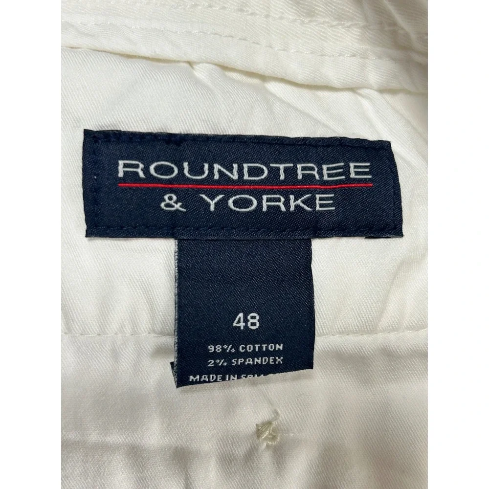 NEW Roundtree Yorke Big Man Classic Fit Flat Front Stretch Shorts Size 48 White